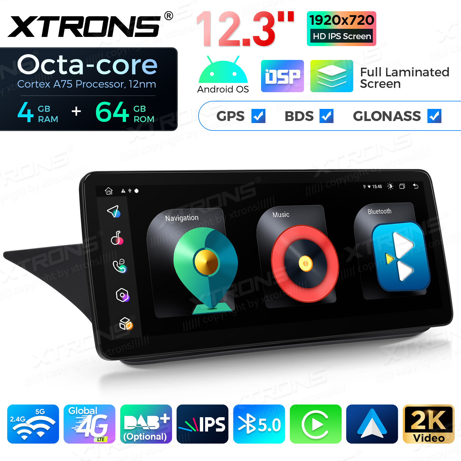 12.3″ Android 14 8-Core Car Screen GPS Navi CarPlay For Benz E-Class W212 S212