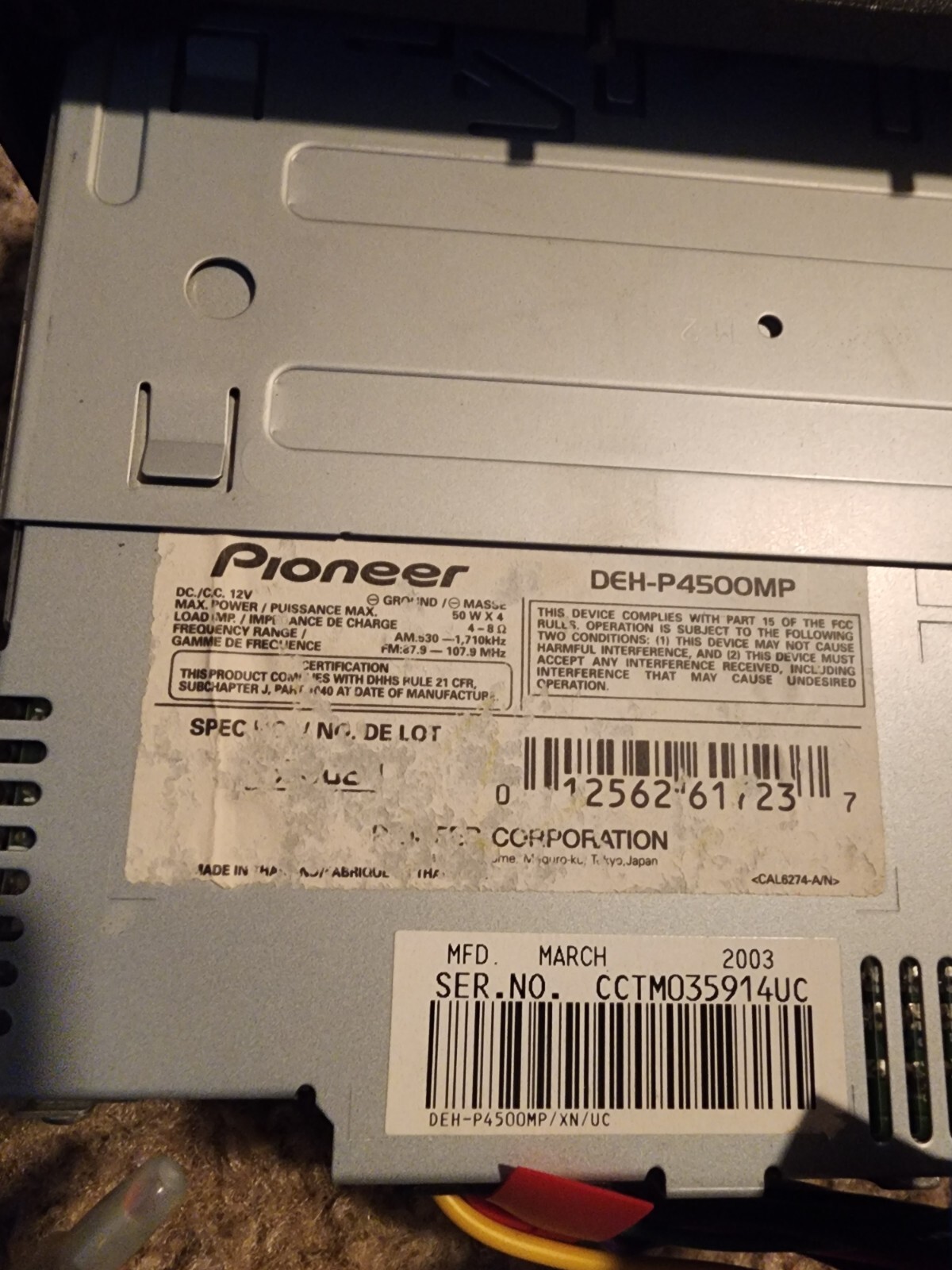 PIONEER DEH-P4500MP CAR STEREO “CLASSIC” STILL IN ORIGINAL BOX