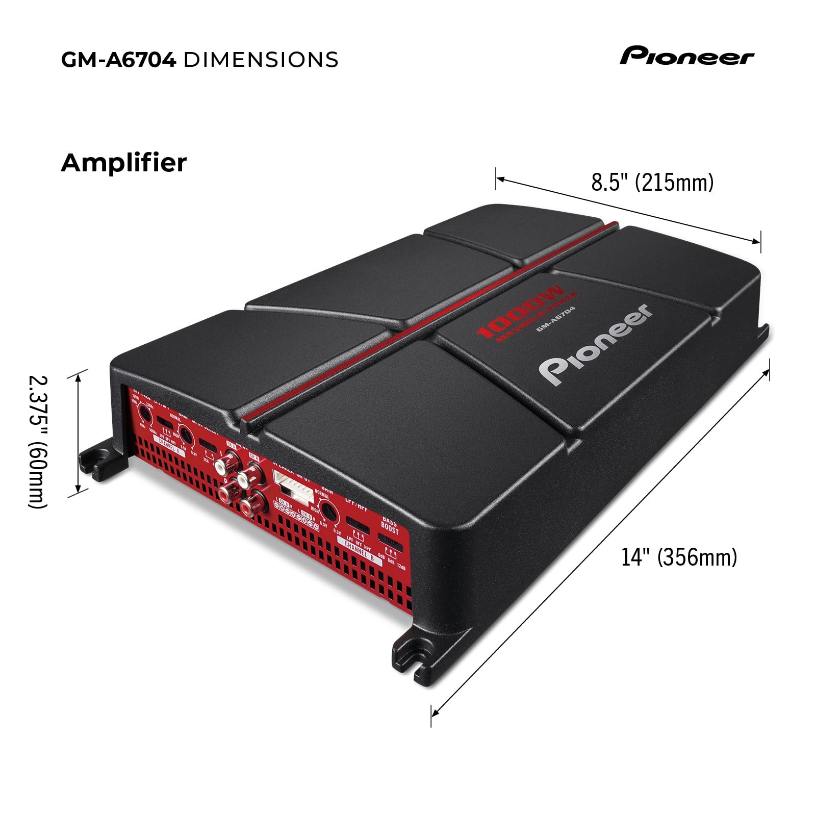 Pioneer GM-A6704 4-Channel Car Amplifier – 1000W Max, Class AB, Bridgeable De…