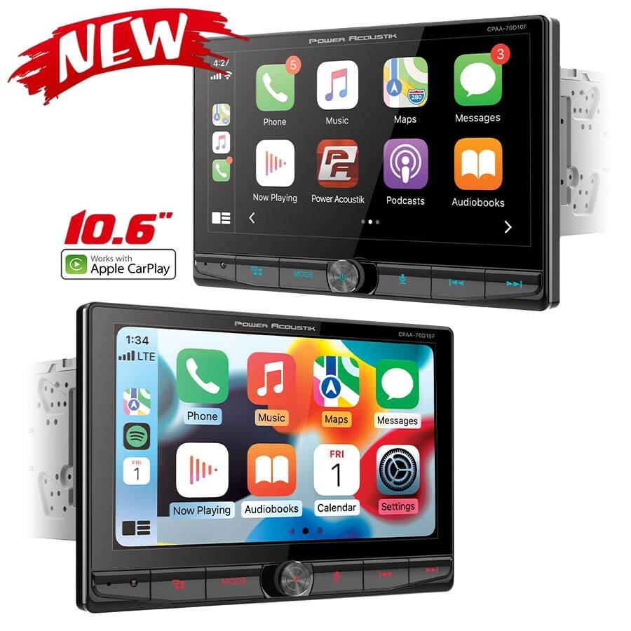 Power Acoustik 10.6″ Double DIN Car HD Floating Touchscreen Monitor CPAA-70D10M