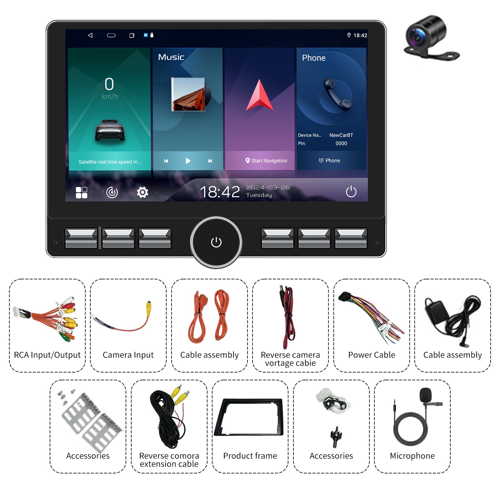 Android 15 2+64G Double 2Din 10.1″ Car Stereo Radio GPS Navigation Apple CarPlay