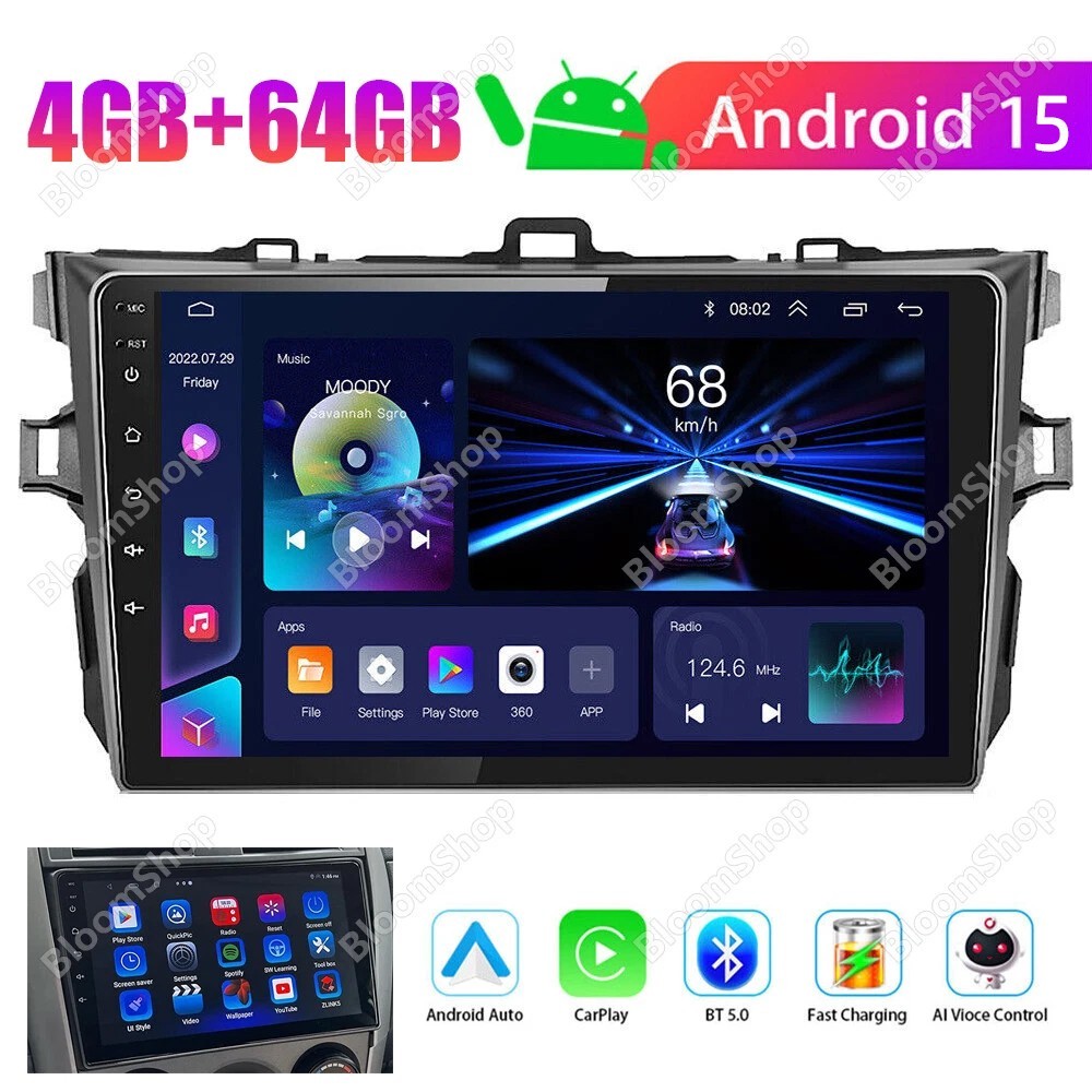 Android 15 4G+64G For Toyota Corolla 2007-2015 Car Stereo Radio CarPlay GPS WIFI