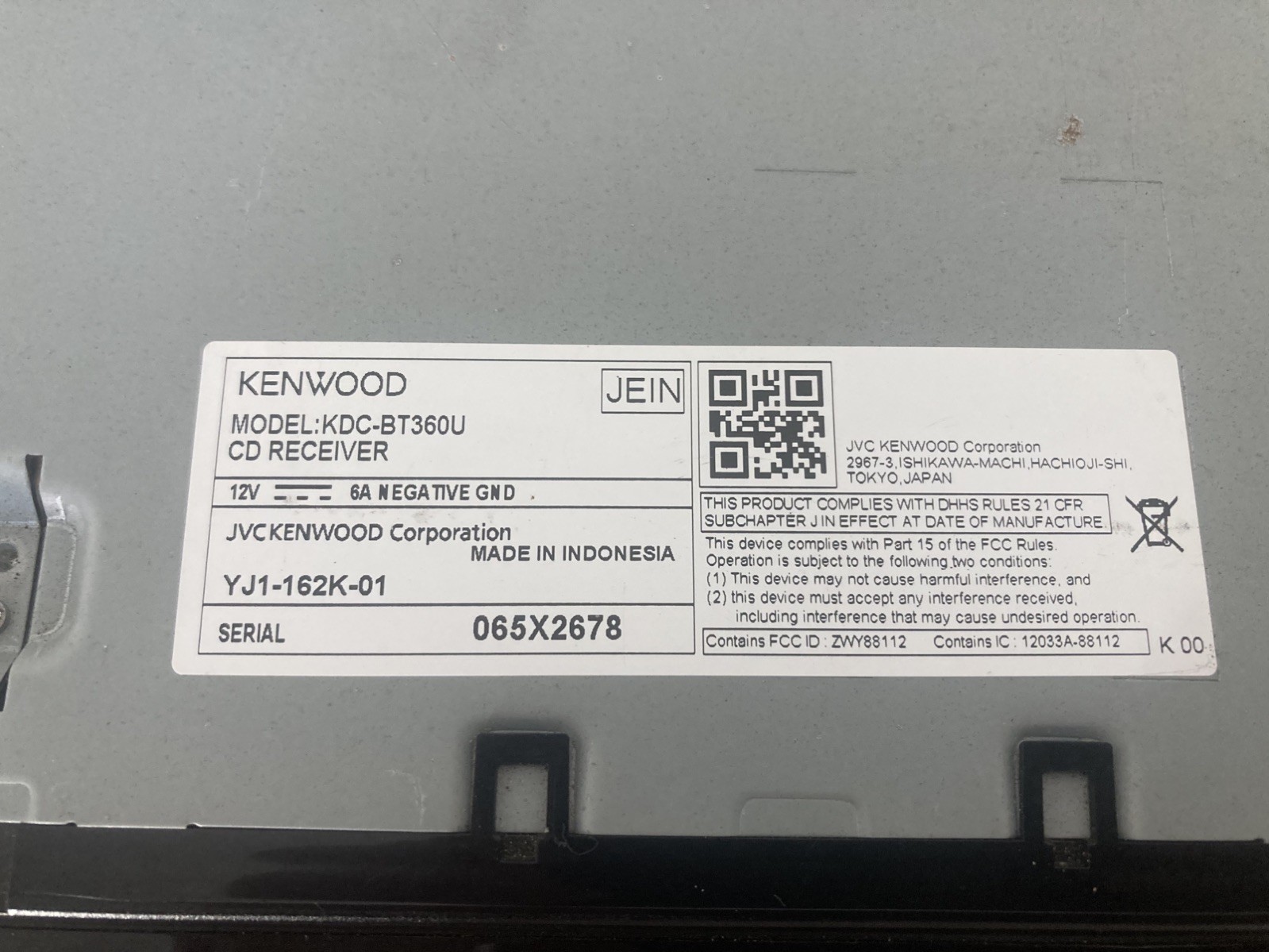 Kenwood KDC-BT360U Single-DIN Car CD Receiver Bluetooth Alexa AM/FM Radio