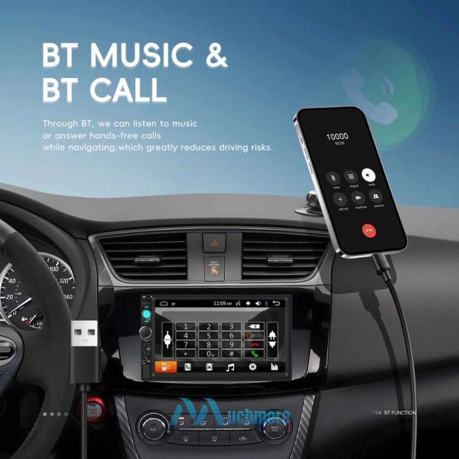 Double 2Din 7″ Touch Screen Car Stereo Bluetooth Radio IOS/Android Carplay + Cam