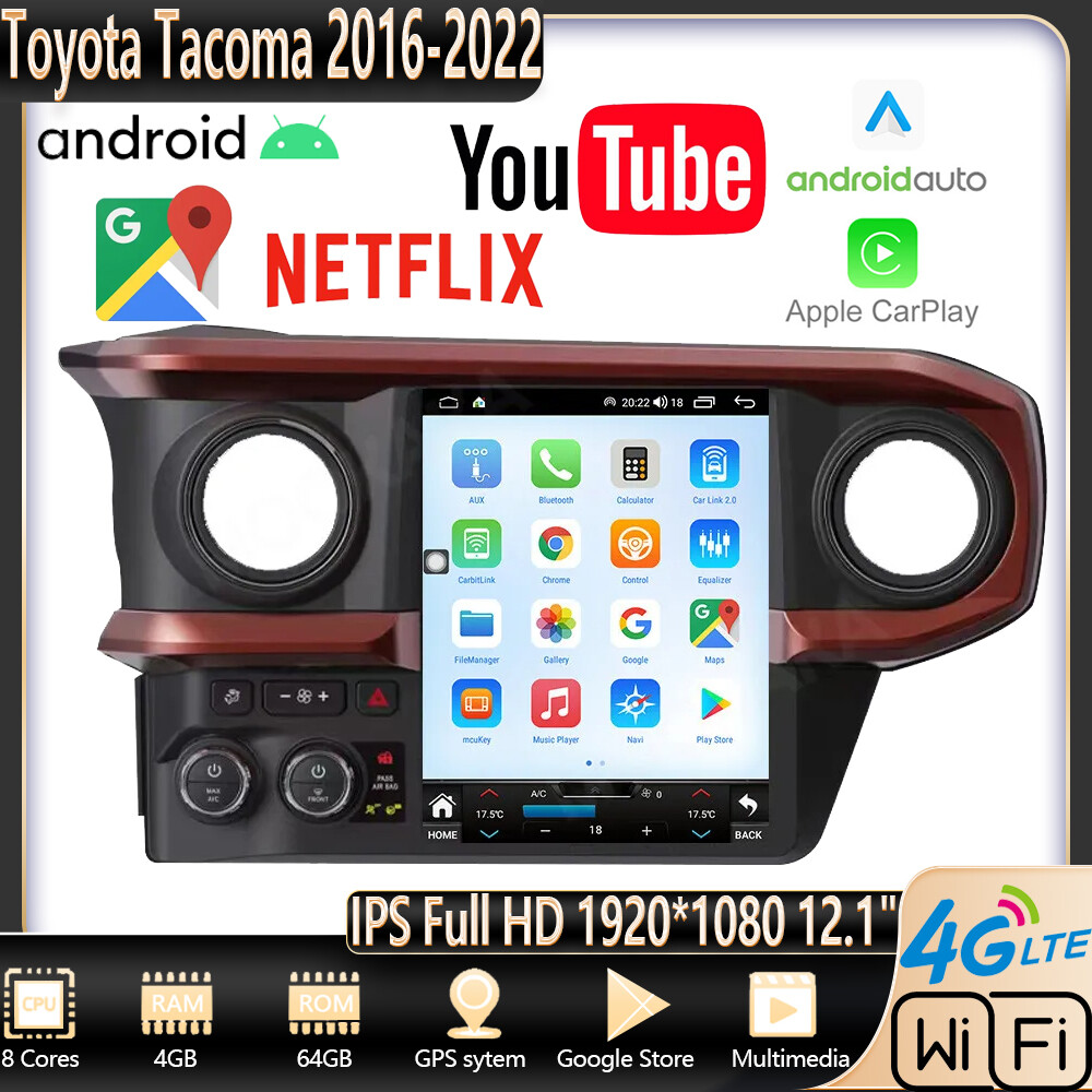 12.1″ Tesla Style Radio Multimedia Player GPS Stereo For Toyota Tacoma 2016-2022