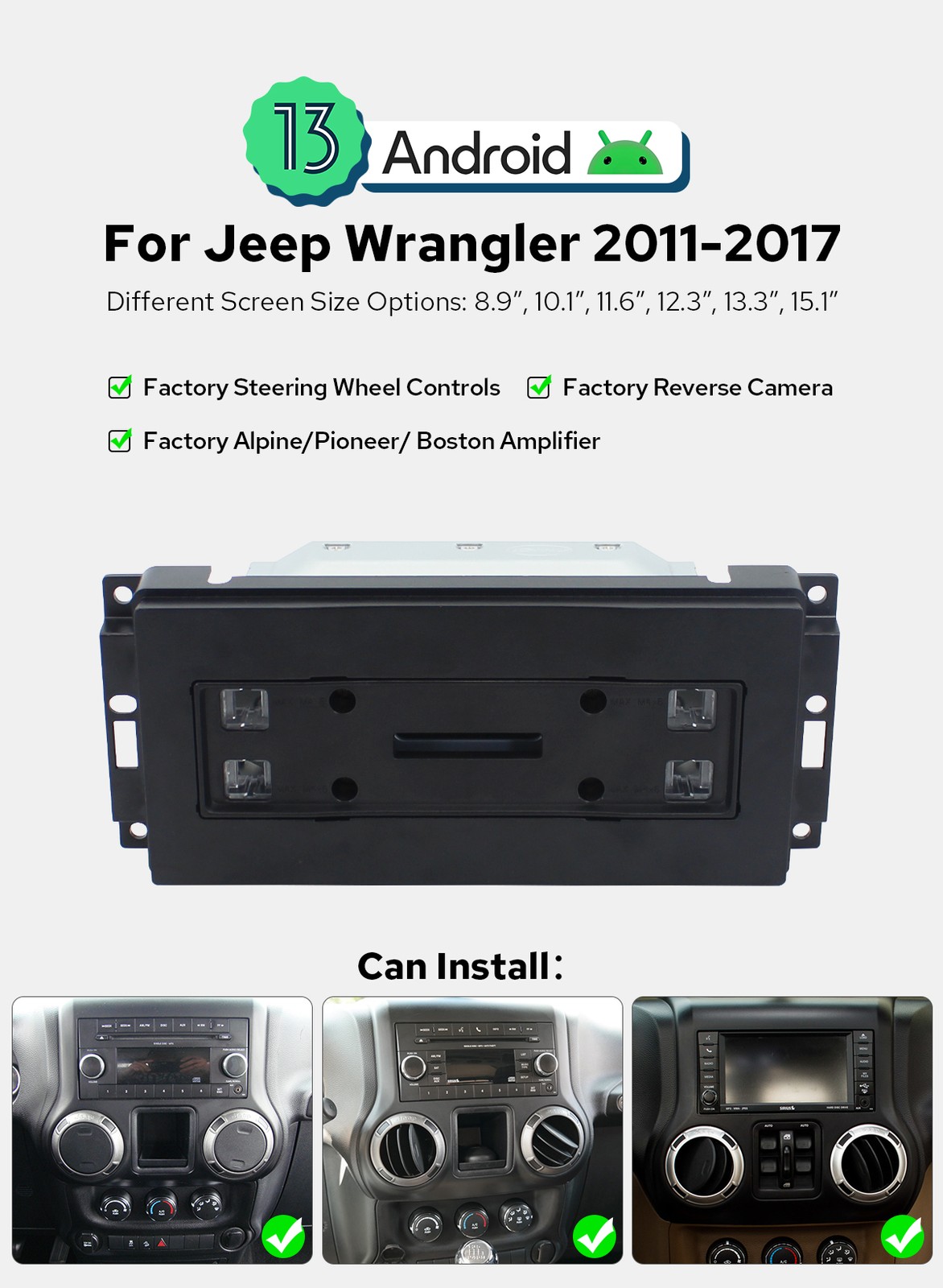 Android 12 Big Screen For Jeep Wrangler JK Dodge Ram Chrysler Car Radio GPS Navi