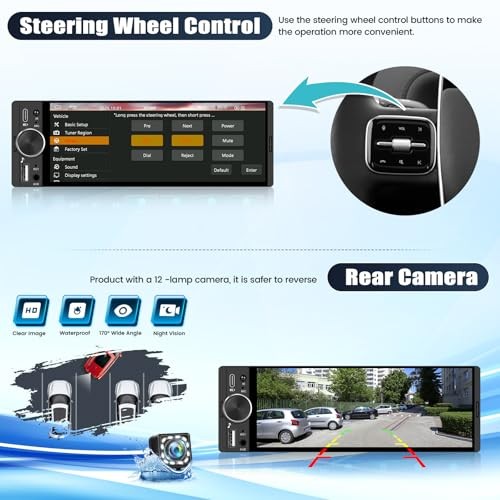 Single Din Car Stereo Radio with Wireless 6.28 Inch with Carplay