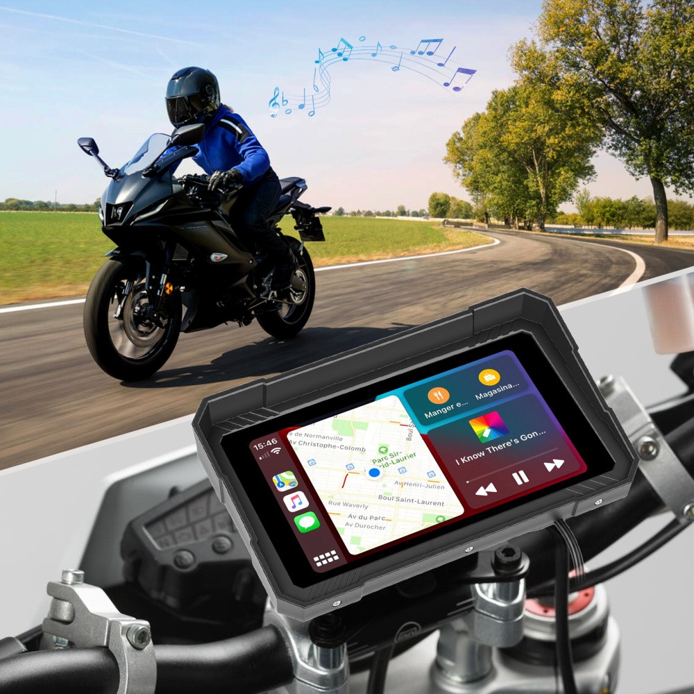 5″ Waterproof Motorcycle Portable Wireless Apple Carplay Android Auto Car Stereo