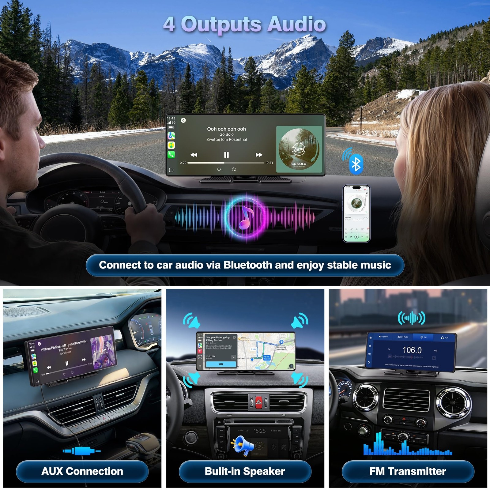 Gikktdr Carplay Screen for Car, 10.26” Upgrade Wireless CarPlay & 10.26inch