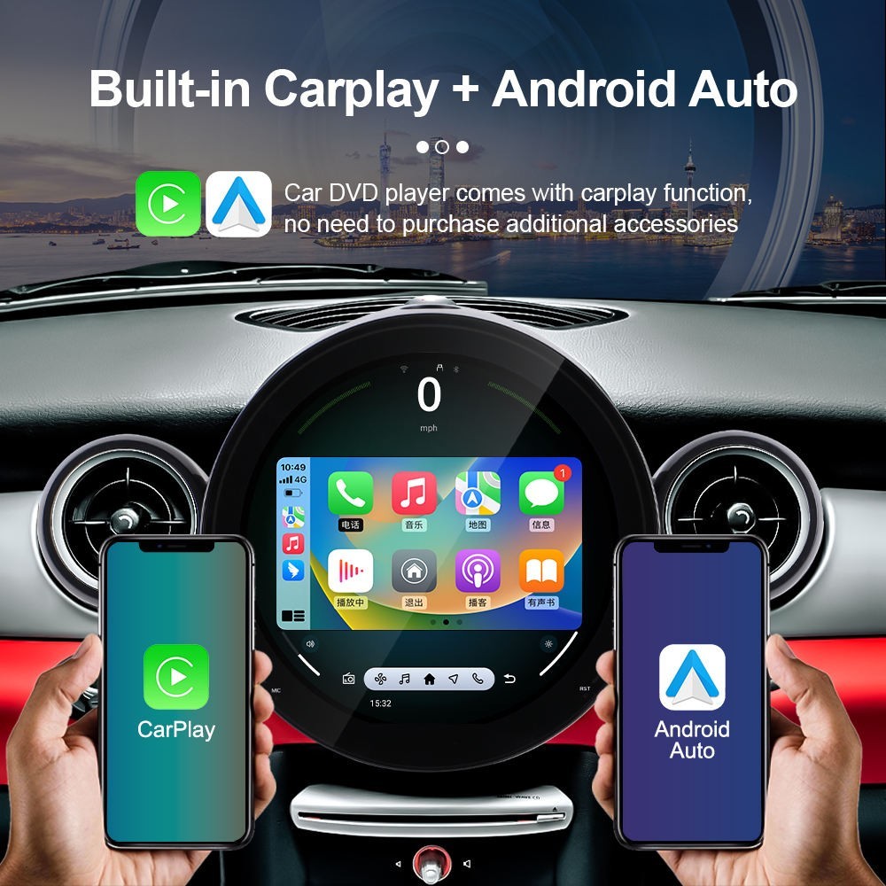For BMW Mini Cooper 2007-2016 R60 R56 Android 13 Touch Screen Carplay 8+256GB