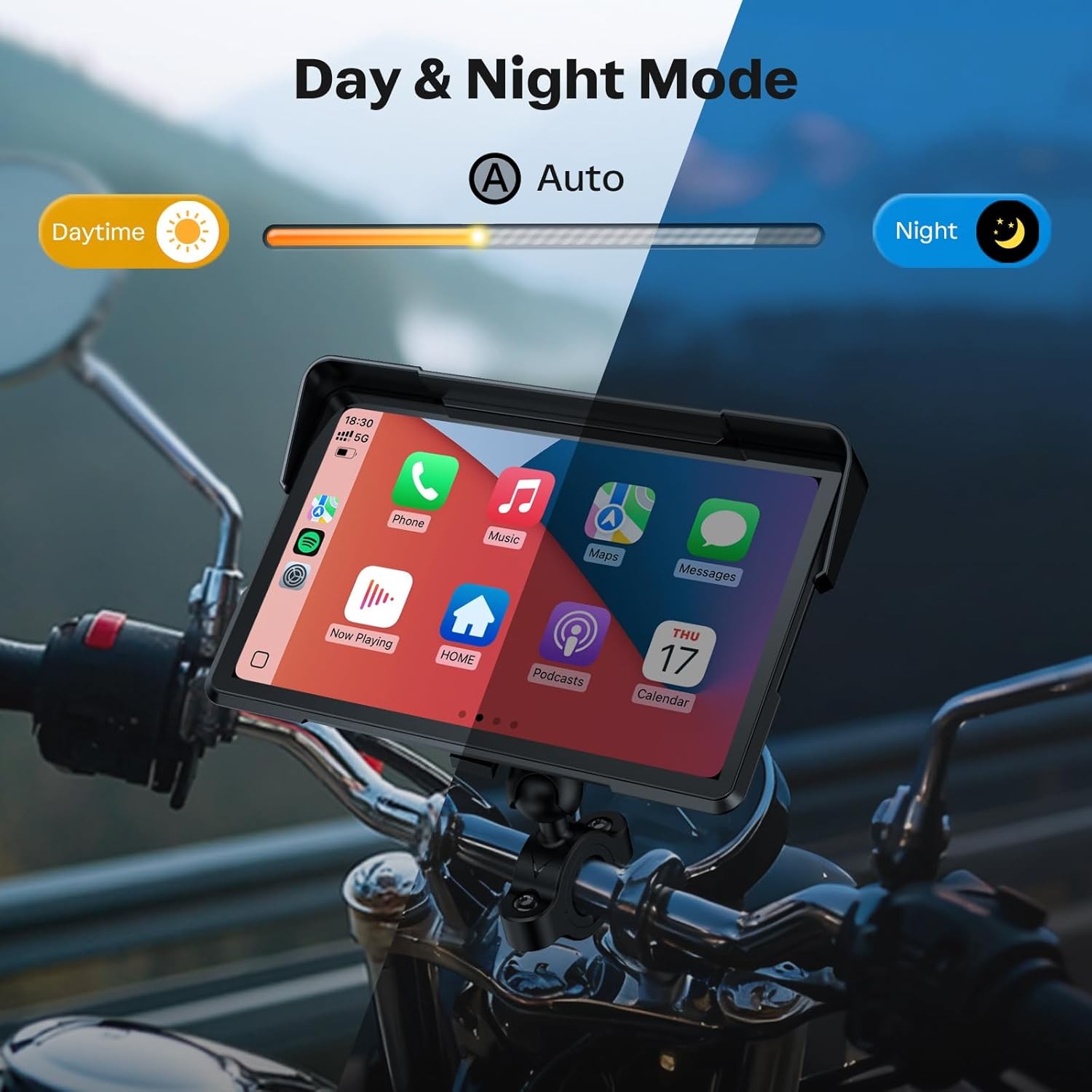 7-inch Motorcycle Navigation GPS Wireless Carplay Android Touch Screen + IP67