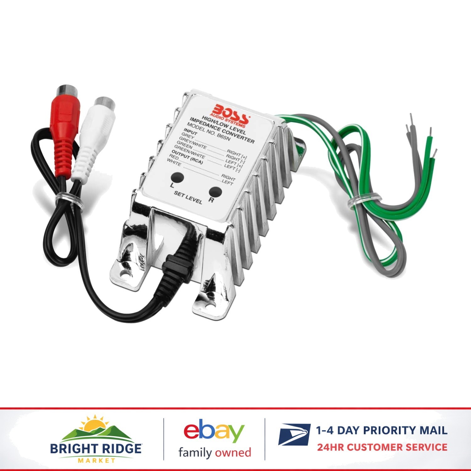 Compact High Level to RCA Adapter for Car Audio with Metal and Plastic Design