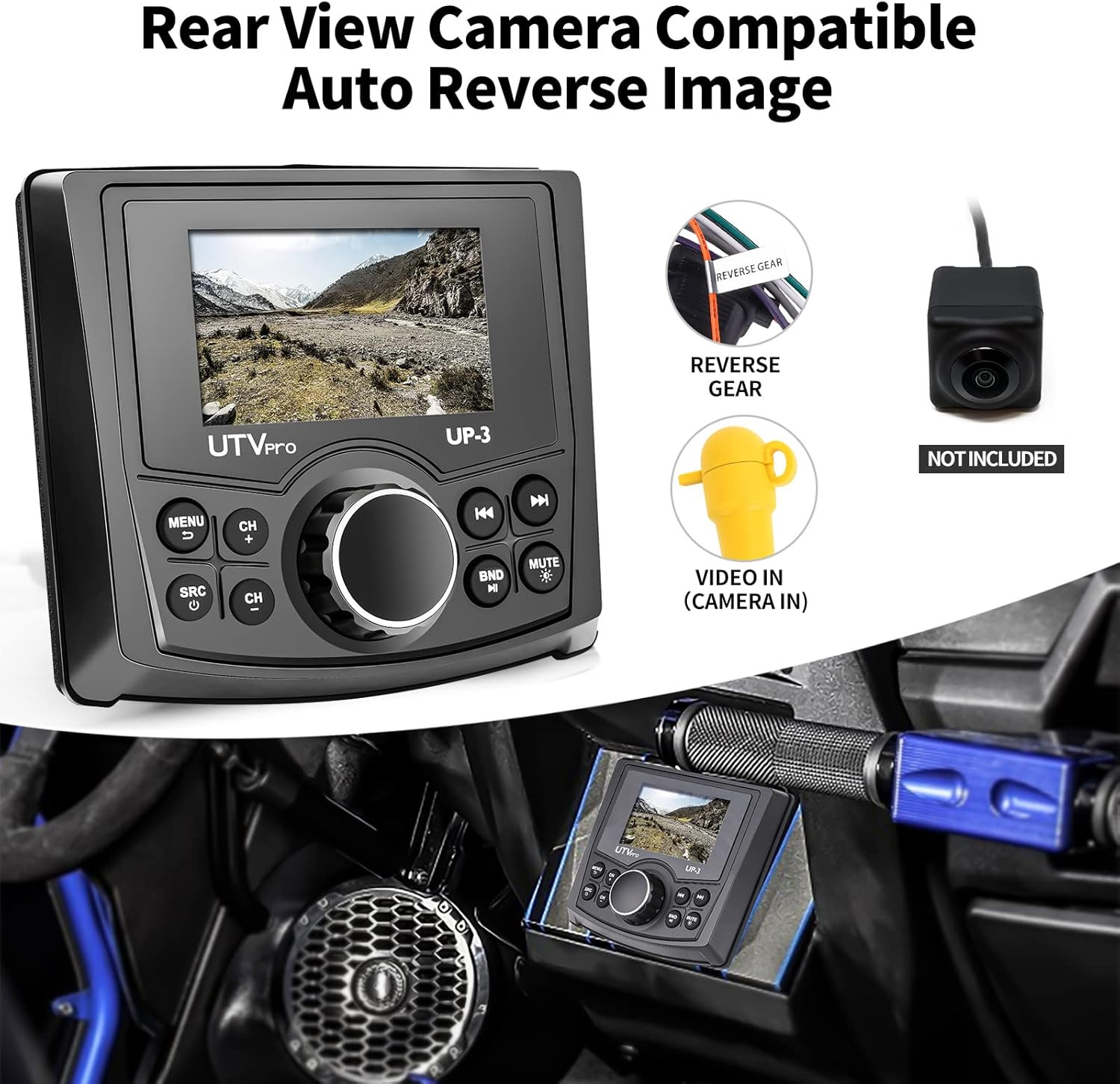Powersports UTV Stereo AM/FM with Bluetooth Streaming 3 Zone, Compatible to Rear