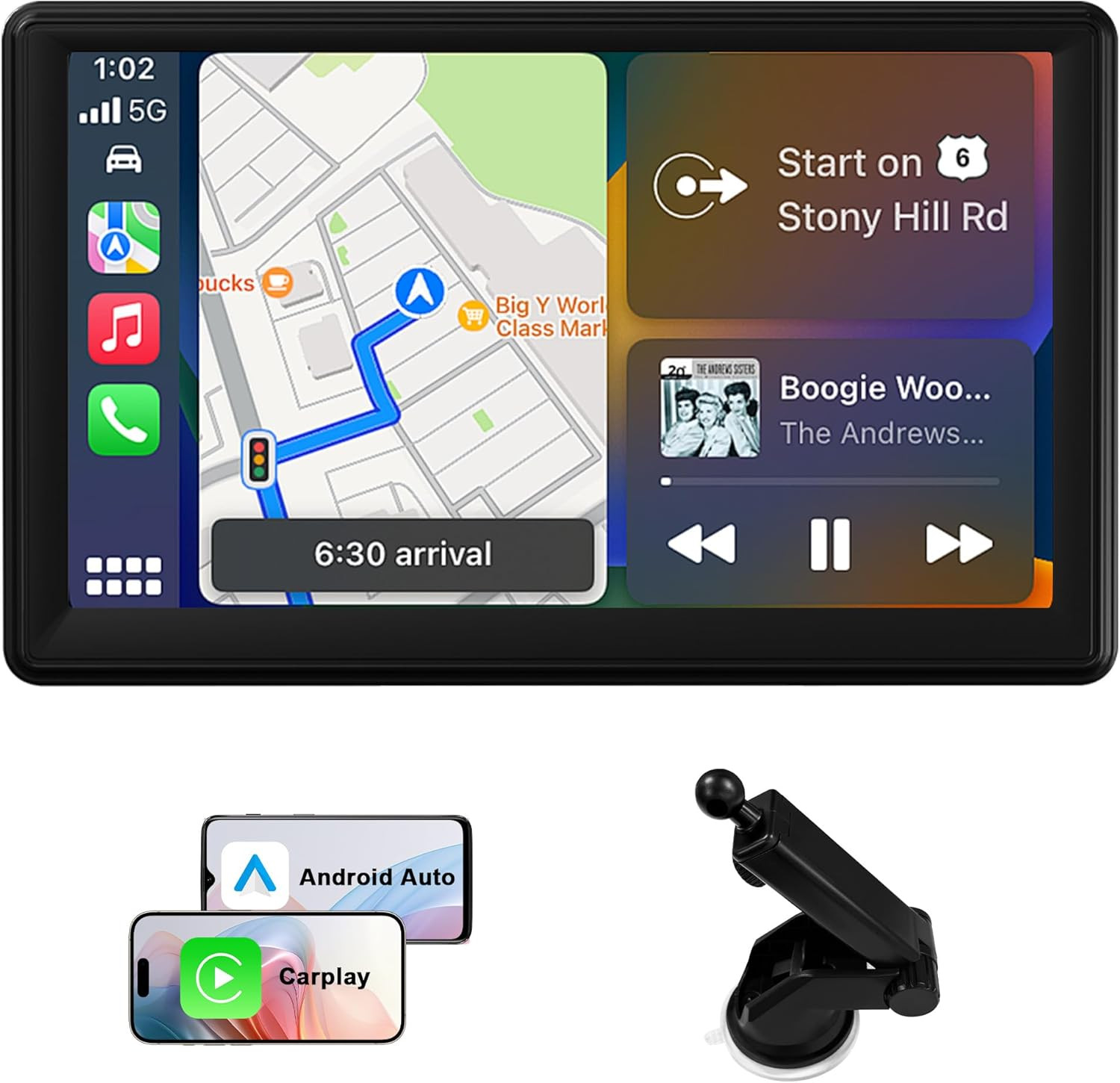 7″ Car Radio Stereo with Wireless Carplay & Android Auto: Double Din Car Audio S