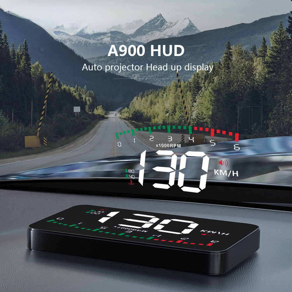 A900 Hud Display Car Projector Alarm OBD2 Head Up Display Speedometer Windshield