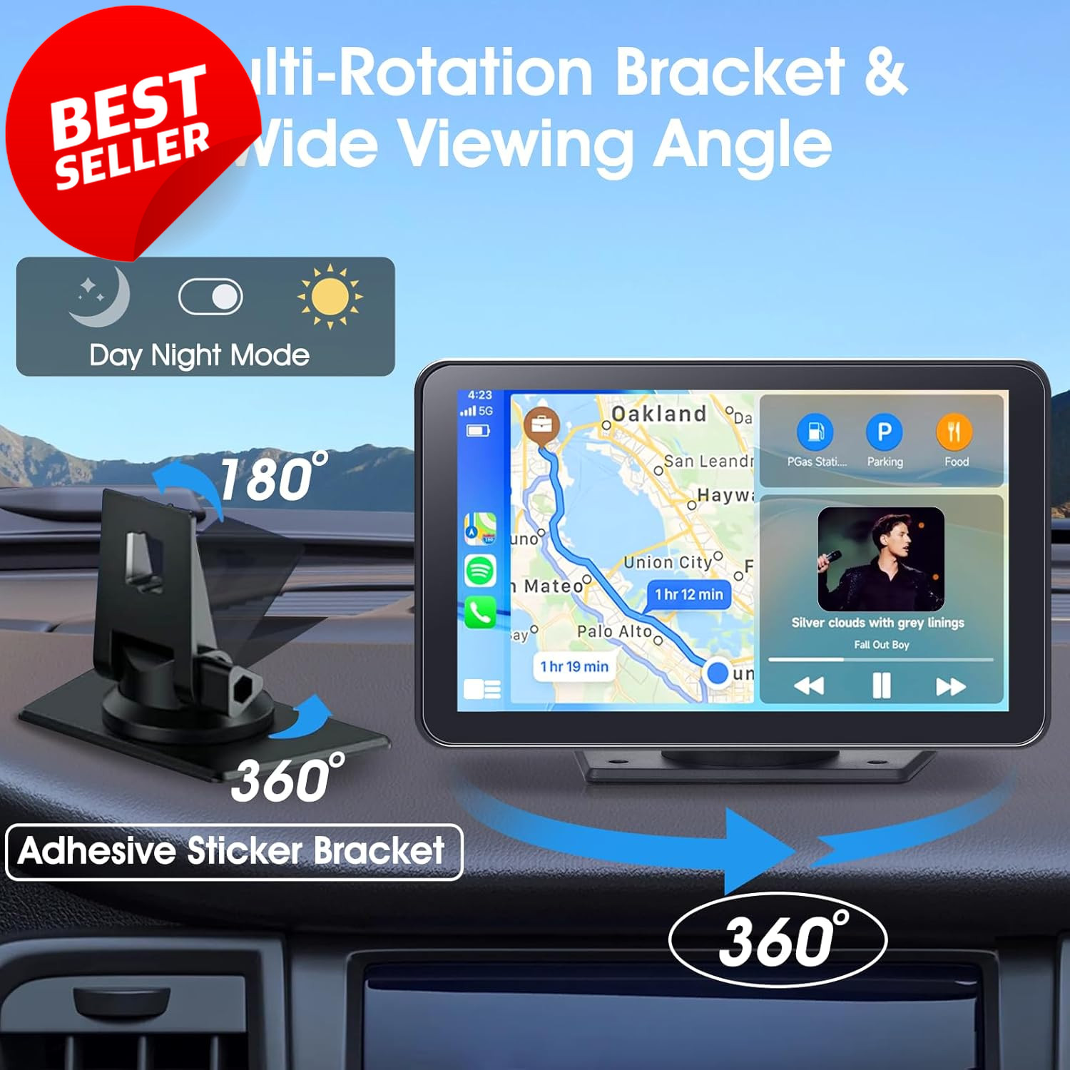 7″ Wireless CarPlay Screen Android Auto Touch GPS Bluetooth Backup Camera – US
