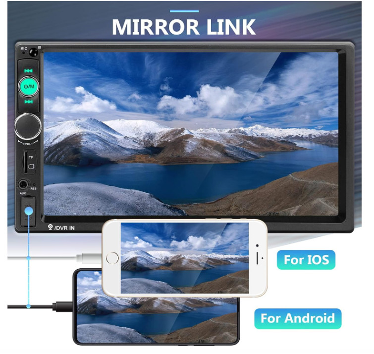Podofo 7″ Double Din Car Stereo Radio MP5 Player Bluetooth Touchscreen w/Camera