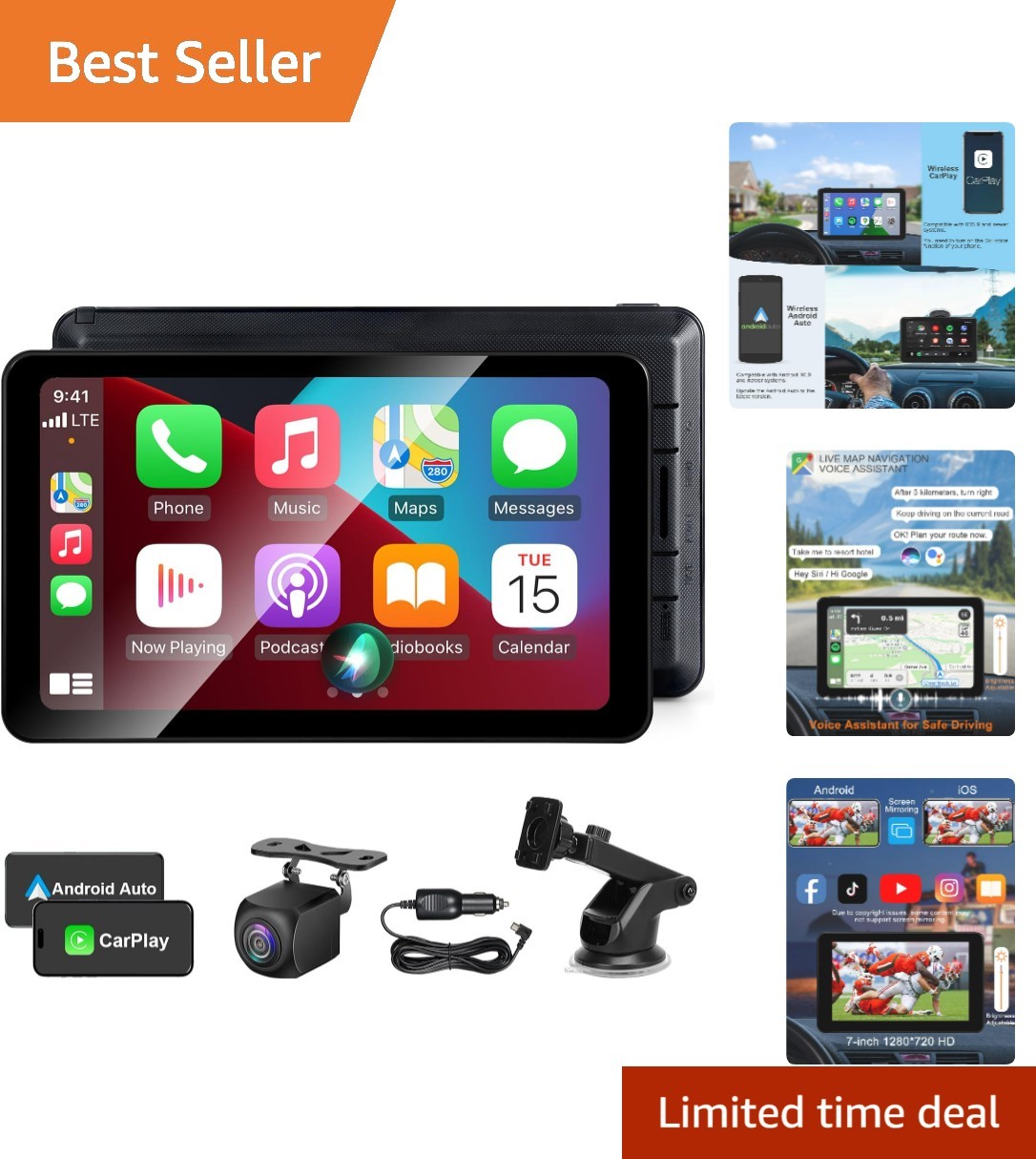 7-Inch Wireless CarPlay & Android Auto Touchscreen for Enhanced Car Navigation
