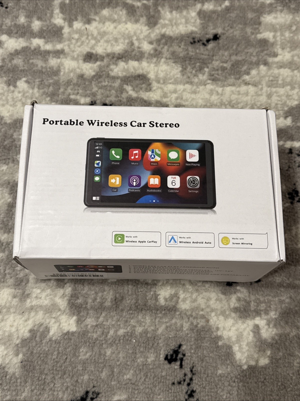 Portable Wireless Carplay Car Stereo, 7″ HD Touchscreen for Car with Apple