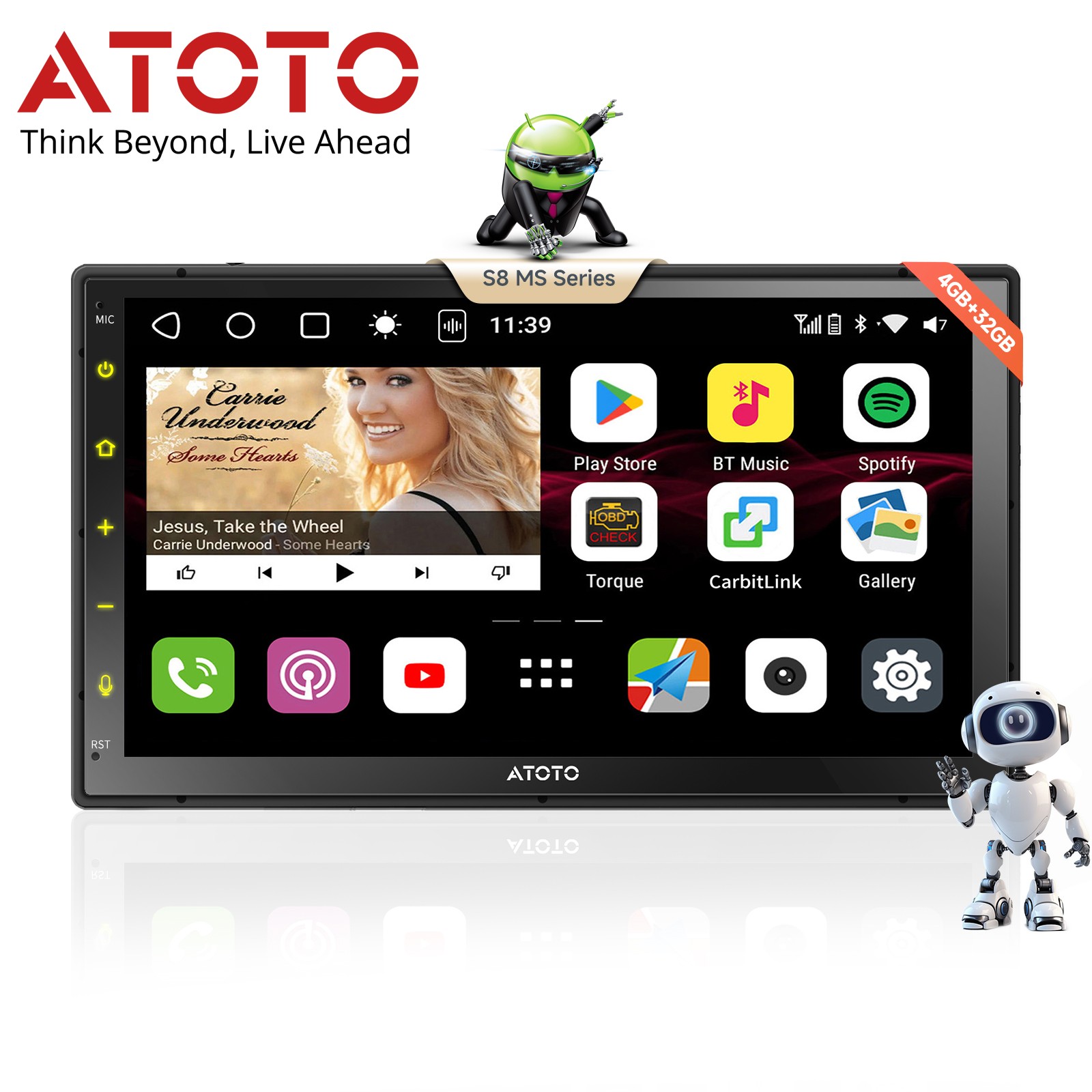 ATOTO S8MS QLED 7″ 2DIN Android Car Stereo Wireless CarPlay Android Auto 4G LTE