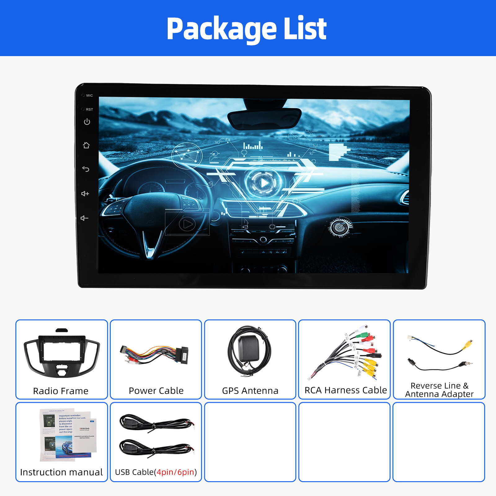 Carplay For 2015-2019 Ford Transit 150 250 350 Android 14 Car Stereo Radio GPS