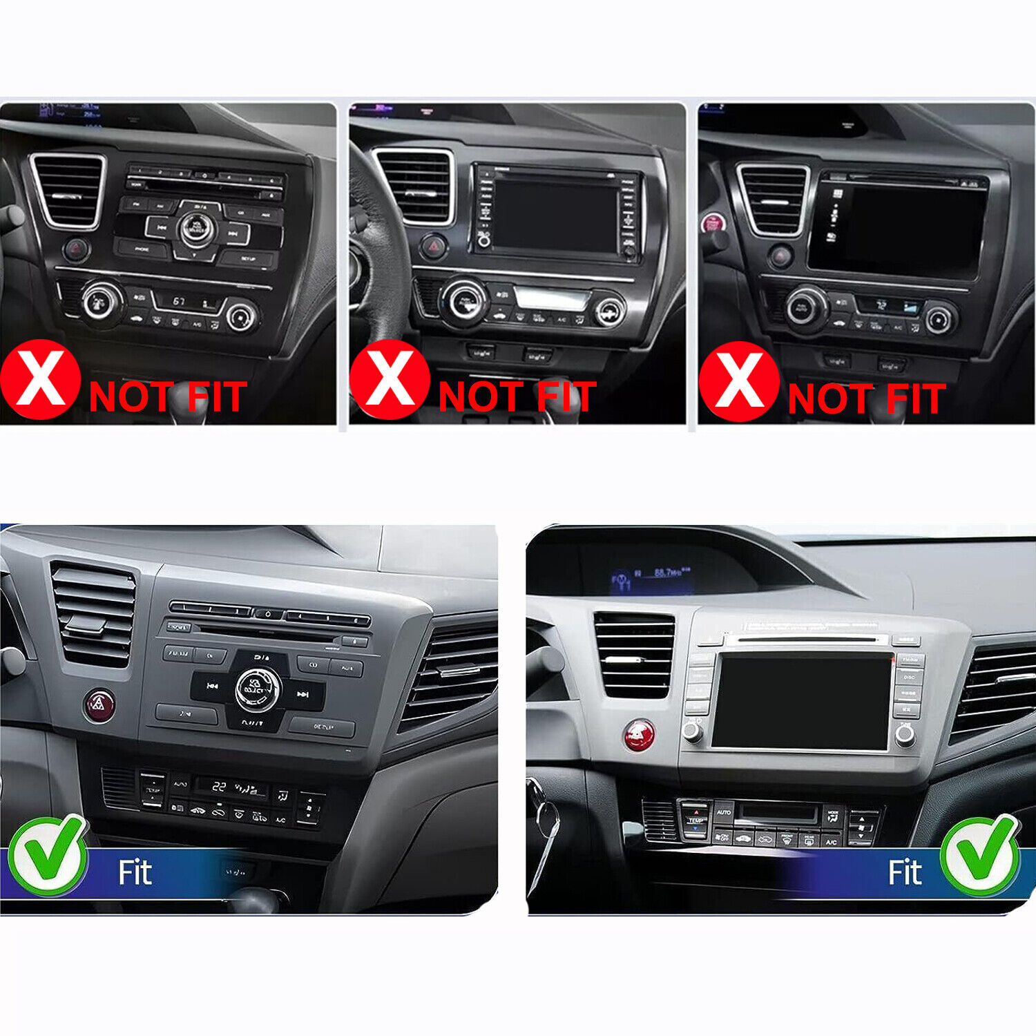 For Honda Civic 2012 Apple CarPlay Auto Android 12 Car Radio Stereo Wifi 2+32G