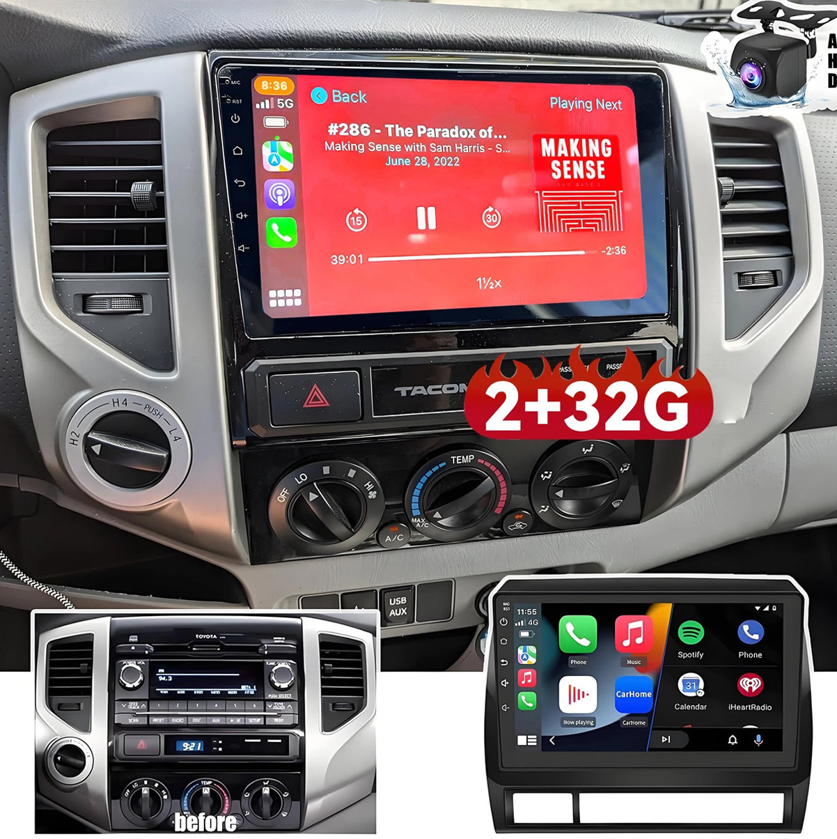 JBL For TOYOTA TACOMA 2005-2013 9″inch CarPlay Android Car Stereo Radio WiFi GPS