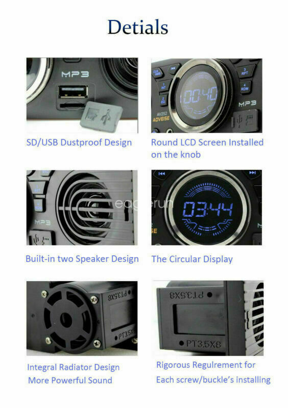 SD Car Radio Stereo MP3 Player Speaker In-Dash 12V 1 Din Bluetooth FM AUX USB TF