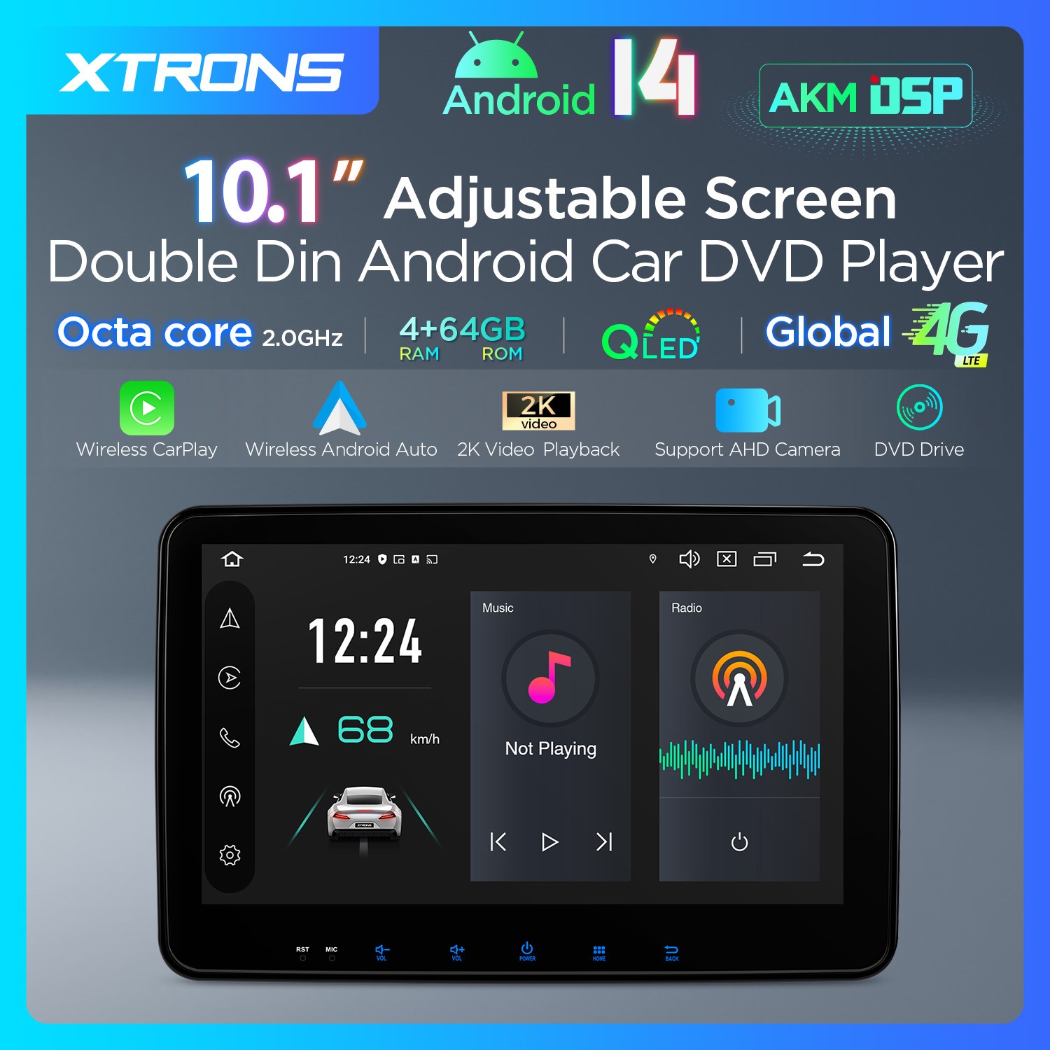 10.1″ Android 13 Car GPS Stereo DVD Radio Double 2 DIN Navi 2+32GB Universal