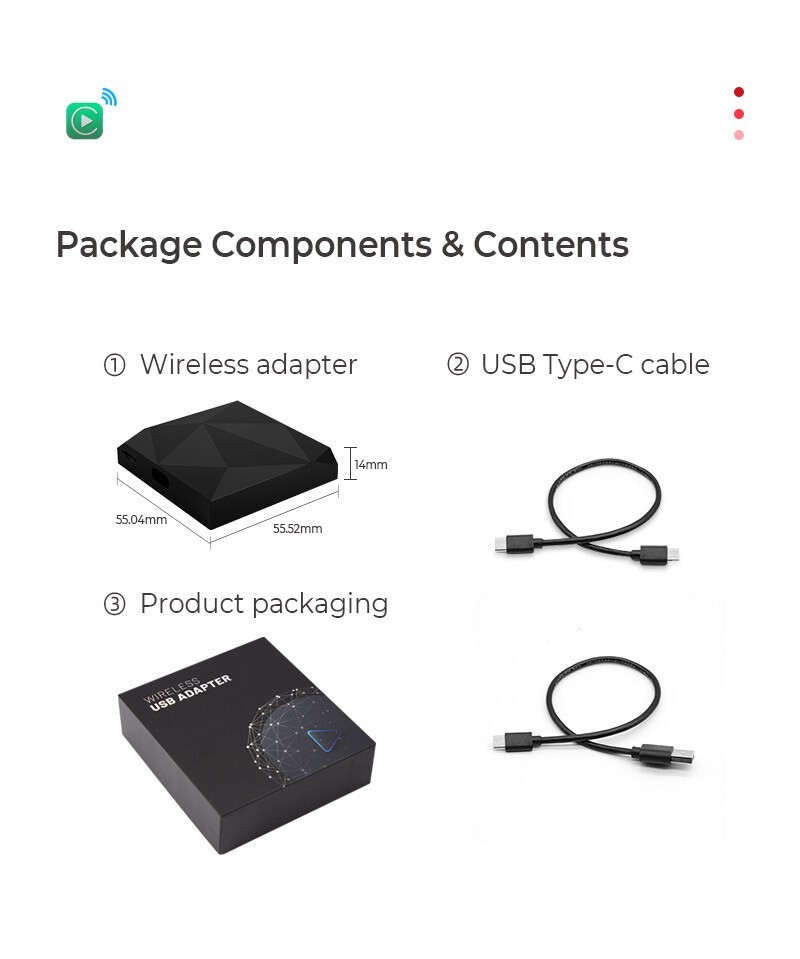 Auto Mini Wireless CarPlay Adapter CarPlay Dongle For OEM Wired CarPlay Cars