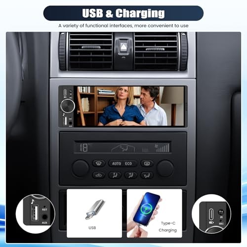 Single Din Car Stereo Radio with Wireless 6.28 Inch with Carplay