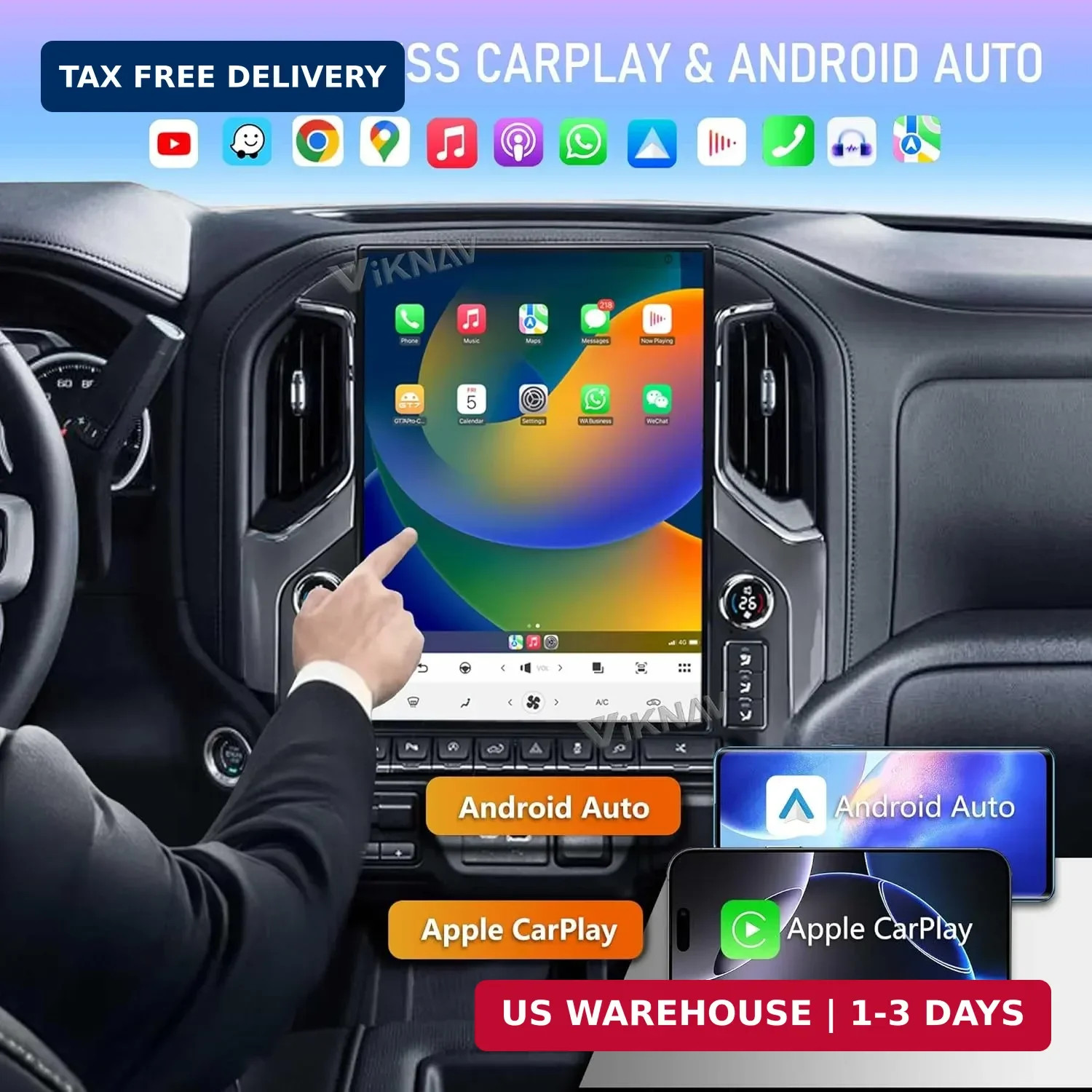 15.6 Inch Touch Screen Android Car Radio for GMC Sierra Chevrolet Silverado 2019