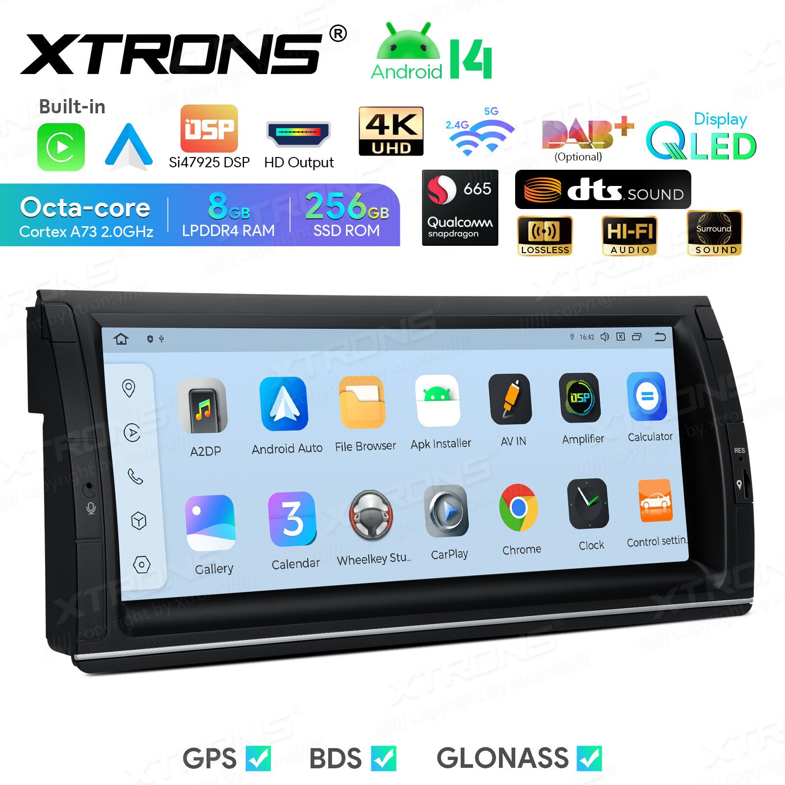 9″ QLED For BMW X5 E53 Android Qualcomm 8Core 256G Car Play GPS Radio Stereo Nav