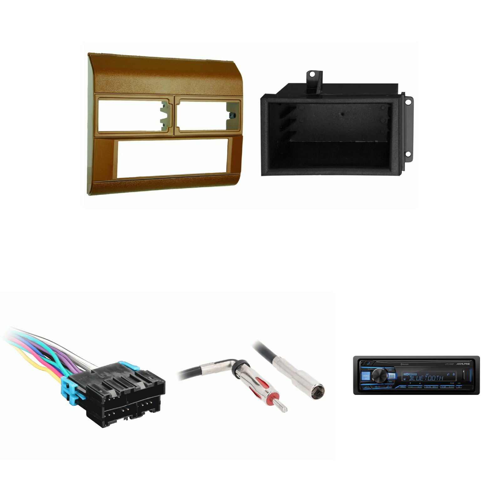 Chevrolet GMC CK Truck 88-94 Alpine UTE-63BT Single Din Radio Bundle Brown Da…