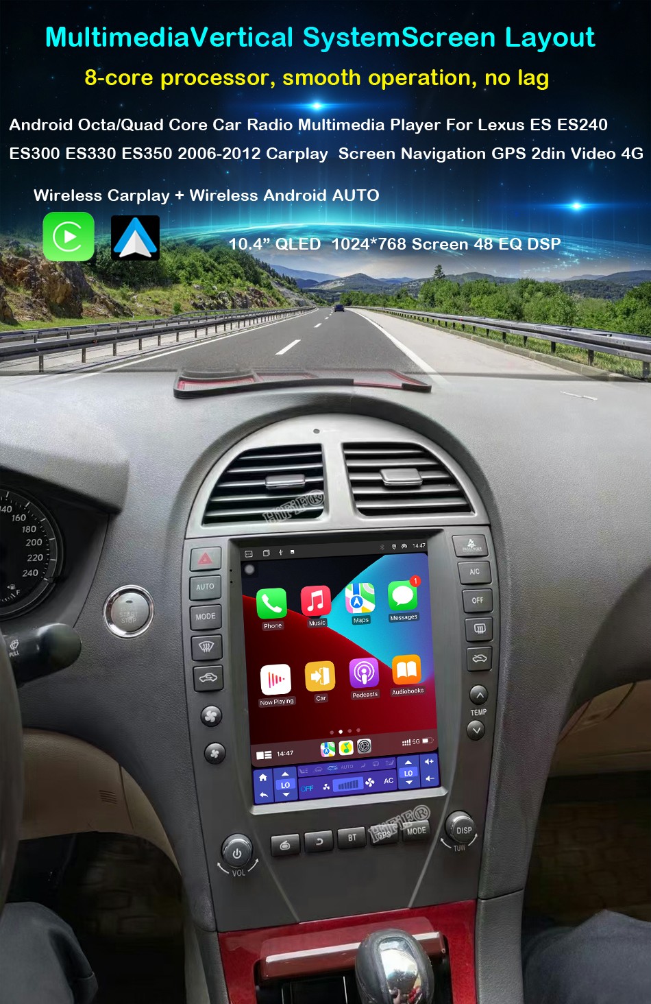 For Lexus ES ES240 ES300 ES330 ES350 2006-2012 For Tesla Style Screen Car Radio