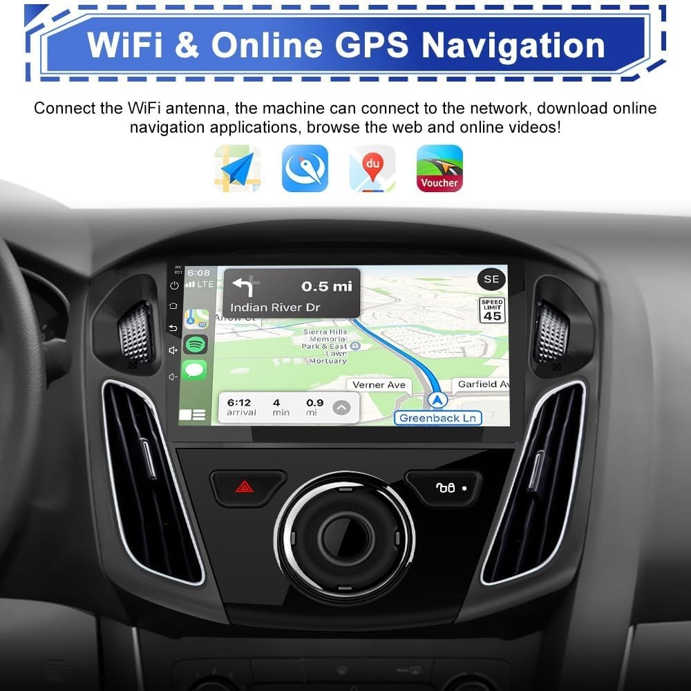9″ 64G Android Auto Carplay Stereo for Ford Focus 2012-2018; Free Camera