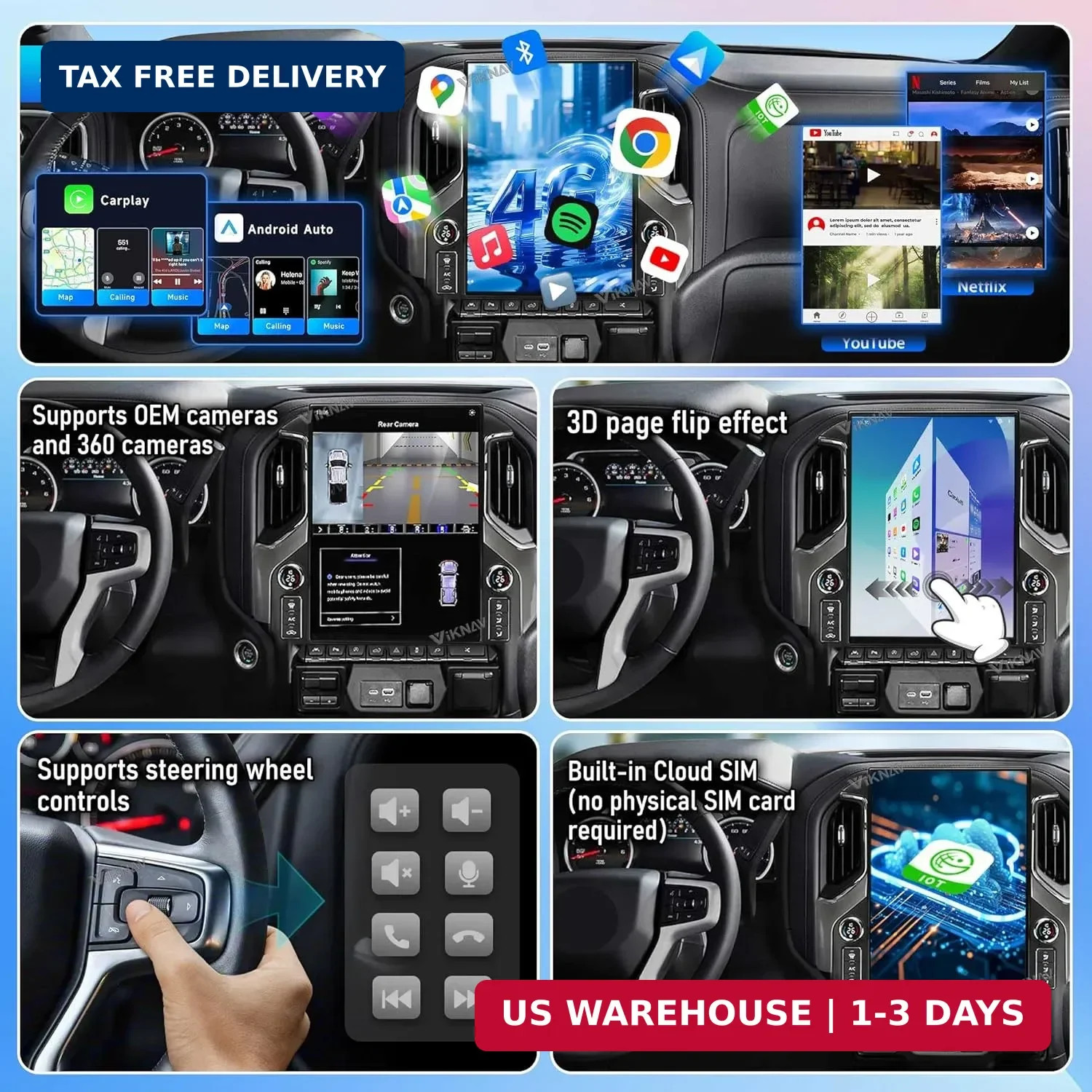 15.6 Inch Touch Screen Android Car Radio for GMC Sierra Chevrolet Silverado 2019