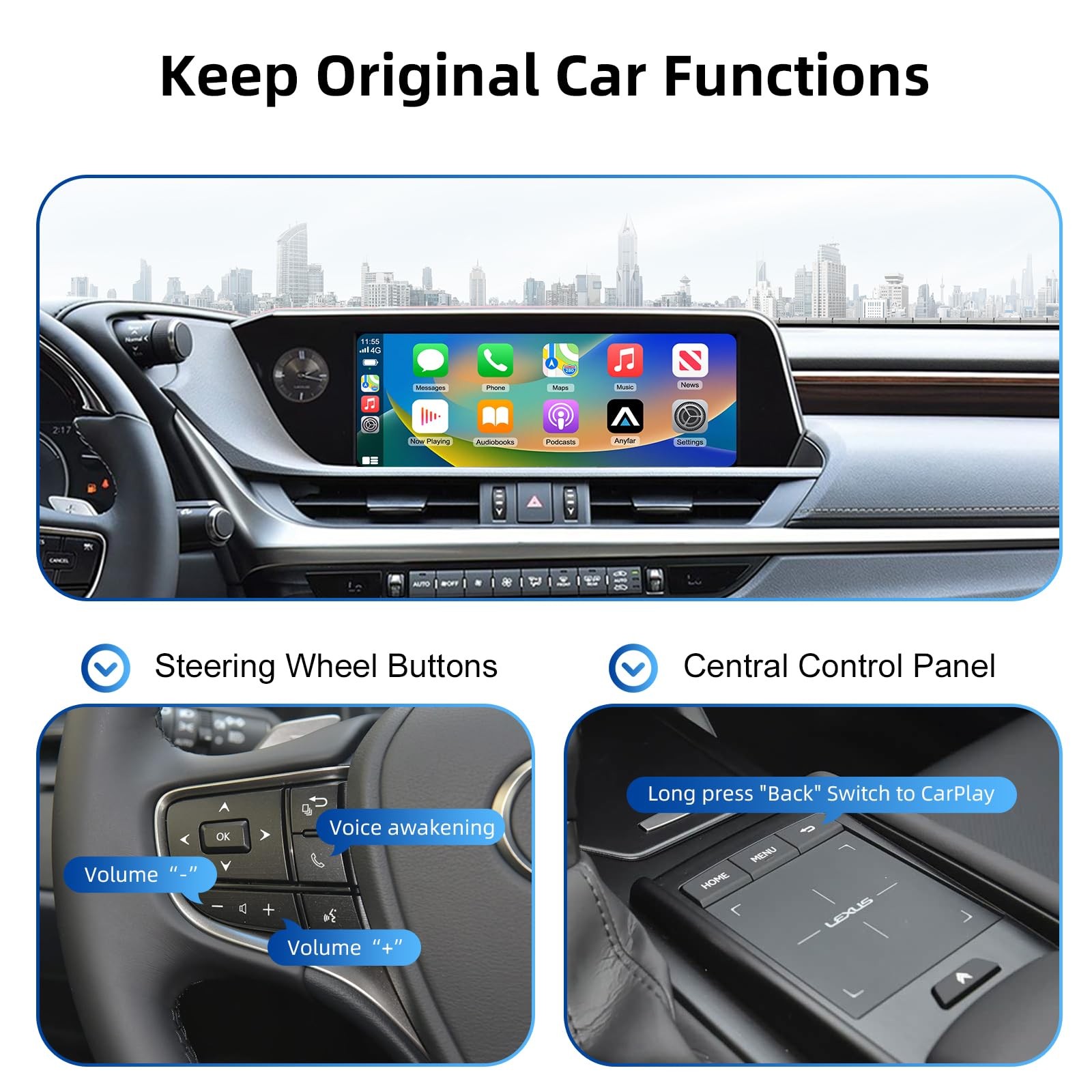 ANYFAR Decoder Adapter Kit for Lexus 2018-2021 | Wireless CarPlay/Android Auto