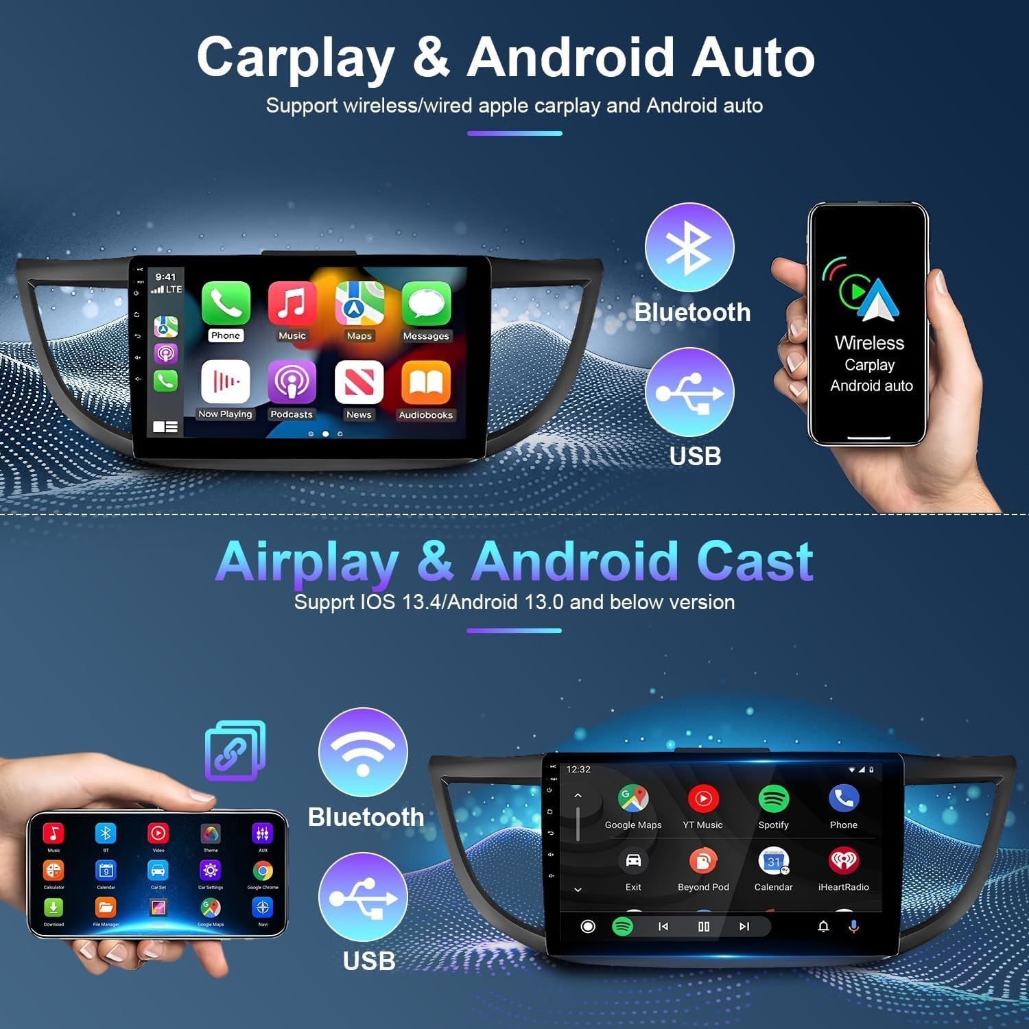 1280*800 For Honda CRV 2013-2016 Car Screen Carplay With Bluetooth Auto GPS 32G