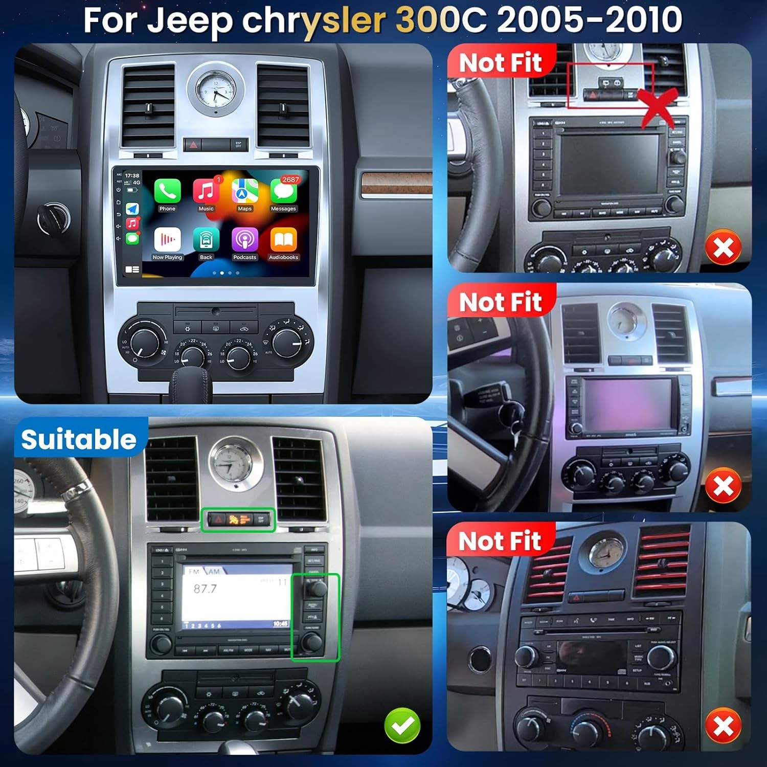 Car Radio Stereo 9″ 1280*800 HD 5G WIFI Carplay GPS for Chrysler 300C 2005-2010