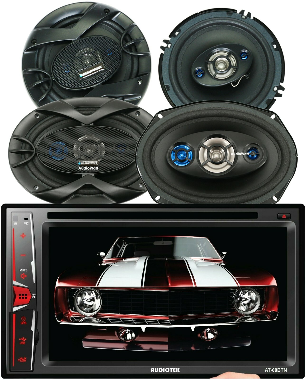 Audiotek 6.2″ Touch Screen Car Mirror Link+ Blaupunk 2x 6×9″ &2x 6.5″ 4 Speakers
