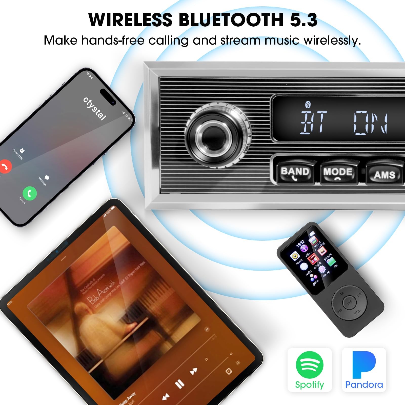 Retro Vintage Radio for Classic Vehicle – Single Din Bluetooth Car Stereo…