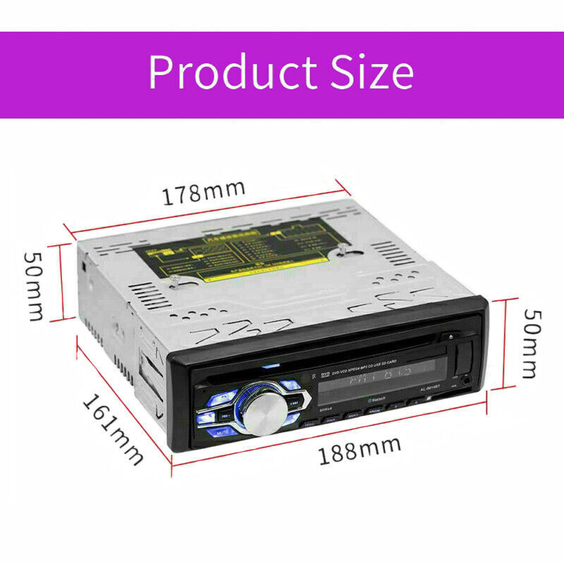 1DIN Car Radio Stereo DVD CD Player AUX-IN MP3 USB SD FM In-Dash HandS free