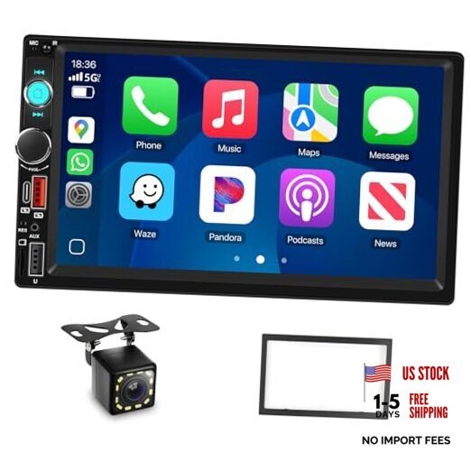 2 DIN Car Stereo Wireless Carplay&Android Auto, USB-C Head Unit 7” Touch