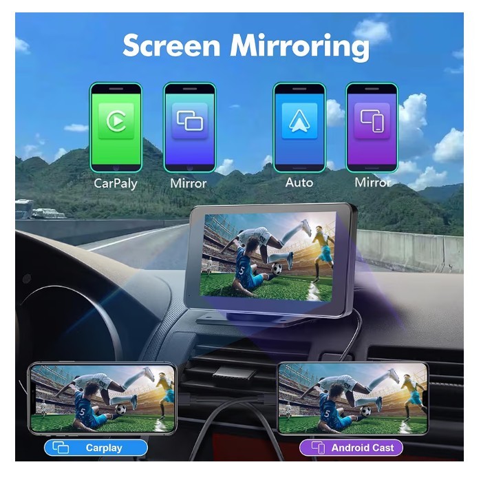 7″ HD Touch Screen Wireless Carplay & Android Auto Backup Camera Bluetooth 5.2