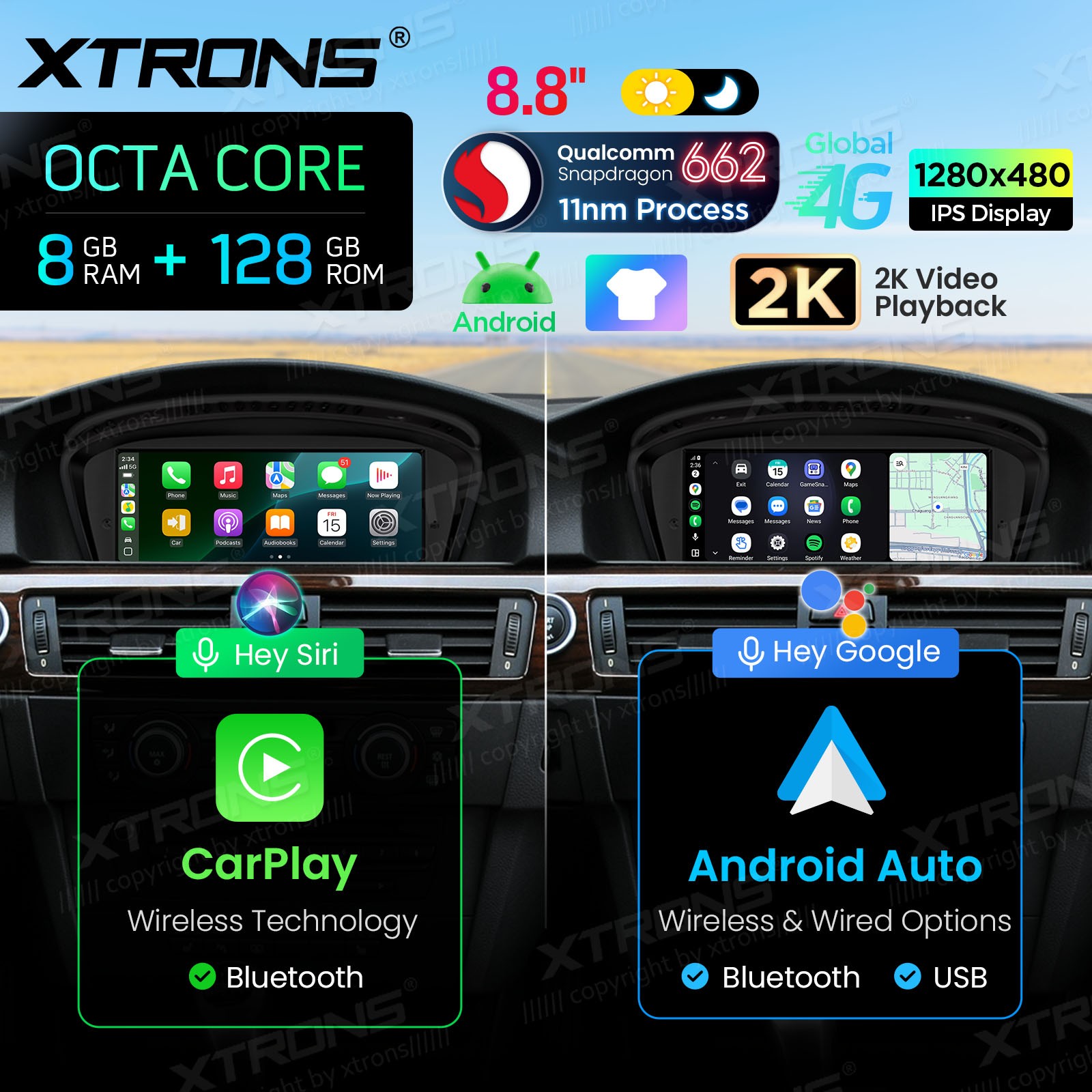 10.1″QLED Single 1-DIN Android 13 64G Car Stereo GPS Radio Sat Navi 4G LTE WiFi