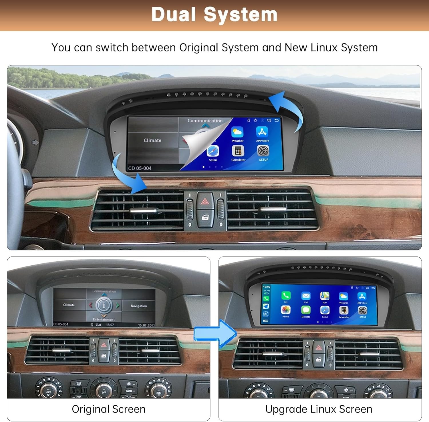 Double Din Car Stereo for BMW 5 Series E60 E61 2005-2008 with System 8.8 Inc4300