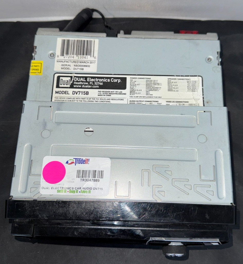 Dual In Dash Receiver DV715B (PARTS/REPAIR)