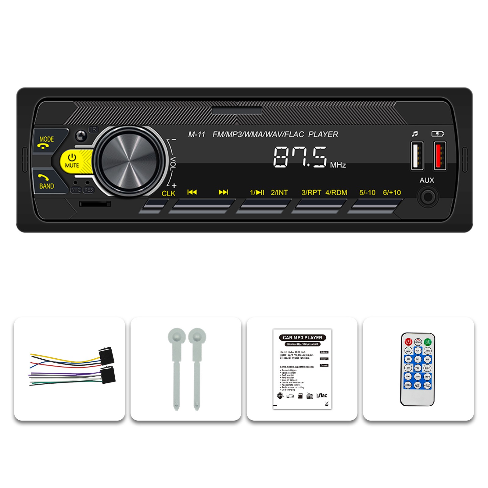 Audio Systems 616UAB Car Stereo, Bluetooth, MP3, USB, Aux In, AM/FM Radio RED