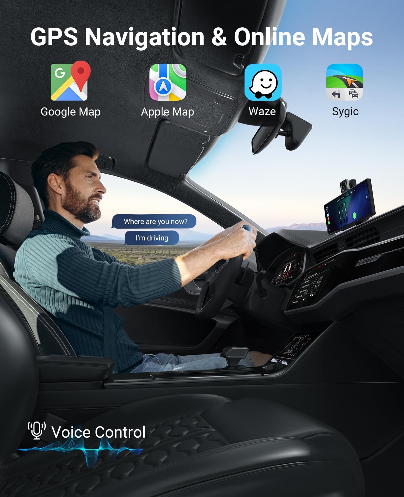Promoterk Wireless CarPlay and Android Auto 10.26-inch Touchscreen, 4K Dash C…